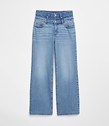 Rivete Curvy Double Waisted High Rise Wide Leg Jeans in Light Wash carousel Product Image 3