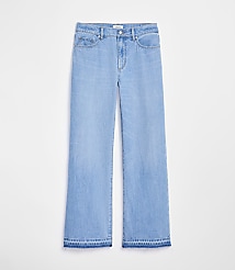 Rivete Tall Curvy Unpicked Mid Rise Wide Leg Jeans in Vintage Light Wash carousel Product Image 3