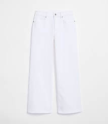 Rivete Petite Mid Rise Wide Leg Jeans in White carousel Product Image 3