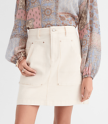 Petite Denim Carpenter Mini Skirt in Ivory carousel Product Image 2