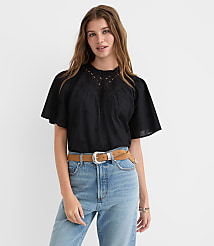 Petite Eyelet Flutter Sleeve Blouse carousel Product Image 1