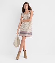 Petite Patchwork Tie Strap Mini Dress carousel Product Image 1