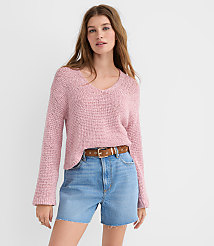 Open Stitch V-Neck Sweater carousel Product Image 1