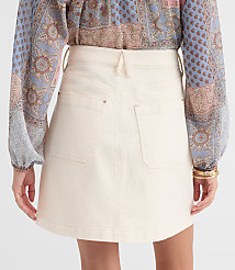 Denim Carpenter Mini Skirt in Ivory carousel Product Image 2