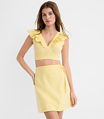 LOFT Beach Linen Cotton Mini Wrap Skirt carousel Product Image 1