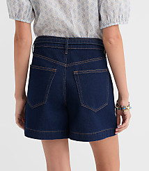 Tall Curvy Belted Denim Utility Shorts in Classic Rinse Wash carousel Product Image 2