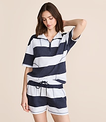 Lou & Grey Striped Terrysoft Half Zip Pocket Top carousel Product Image 2