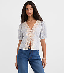 Petite Paisley Eyelash Lace Blouse carousel Product Image 2