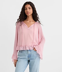 Ruffle Tie Neck Blouse carousel Product Image 1