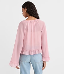 Ruffle Tie Neck Blouse carousel Product Image 2