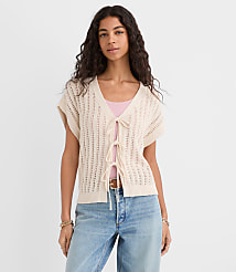 Pointelle Bow Wedge Sweater carousel Product Image 1