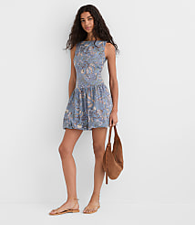 Paisley Linen Cotton Bubble Mini Dress carousel Product Image 1