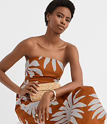 LOFT Beach Floral Side Ruched Linen Cotton Strapless Maxi Dress carousel Product Image 2