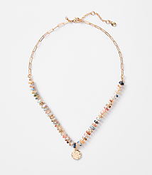 Multicolored Tortoiseshell Print Spliced Coin Necklace carousel Product Image 1