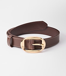 Oval Buckle Skinny Leather Belt carousel Product Image 1