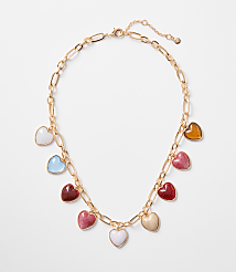 Multicolored Heart Statement Necklace carousel Product Image 1