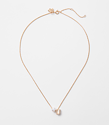 Pearlized Pave Initial Necklace carousel Product Image 1