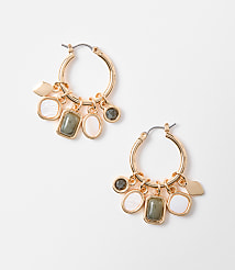 Marbleized Mother Of Pearl Charm Hoop Earrings carousel Product Image 1