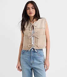 Tie Denim Vest in Washed Neutral carousel Product Image 3