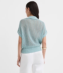 Petite Collared Mesh Stitch Wedge Sweater carousel Product Image 3