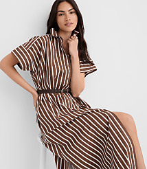 Tall Striped Poplin Maxi Pocket Shirtdress carousel Product Image 1