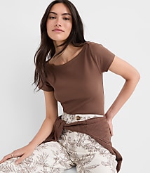 Perfect Ribbed Envelope Neck Tee carousel Product Image 1