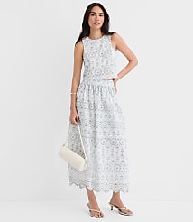 Scalloped Eyelet Poplin Midi Skirt carousel Product Image 1