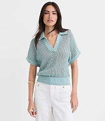 Collared Mesh Stitch Wedge Sweater carousel Product Image 3