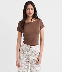 Perfect Ribbed Envelope Neck Tee carousel Product Image 3