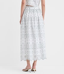 Scalloped Eyelet Poplin Midi Skirt carousel Product Image 3