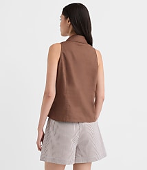 Pleated Linen Cotton Vest Top carousel Product Image 3