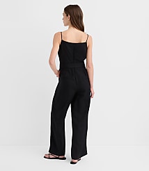 Petite Linen Blend Belted Jumpsuit carousel Product Image 2
