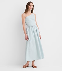 Stripe Asymmetrical Ruched Midi Dress carousel Product Image 2