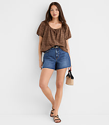 Petite Eyelet Puff Sleeve Blouse carousel Product Image 2