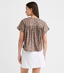 Floral Split Neck Mixed Media Top carousel Product Image 3