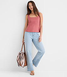Seamed Linen Cotton Peplum Top carousel Product Image 3