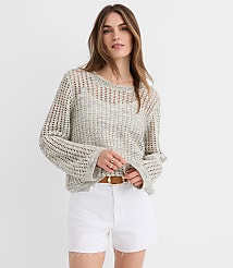 Marled Open Stitch Flare Sleeve Sweater carousel Product Image 3