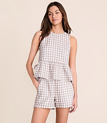 Petite Lou & Grey Checkered Triple Cloth Side Tie Peplum Top carousel Product Image 1