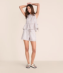 Lou & Grey Checkered Triple Cloth Shorts carousel Product Image 1