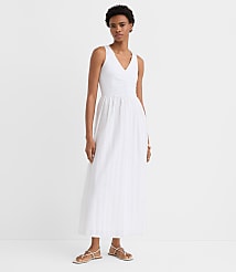 Petite Stripe Ruched Mixed Media Midi Pocket Dress carousel Product Image 2