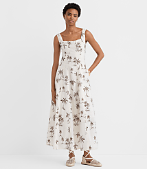 Petite Palm Linen Cotton Seamed Midi Pocket Dress carousel Product Image 2
