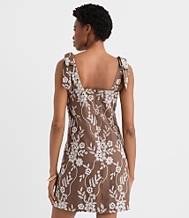 Petite Floral Eyelet Tie Strap Mini Dress carousel Product Image 3