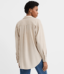 Petite Crosshatch Linen Cotton Everyday Oversized Pocket Shirt carousel Product Image 3