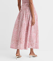 Floral Ruched Poplin Midi Skirt carousel Product Image 3