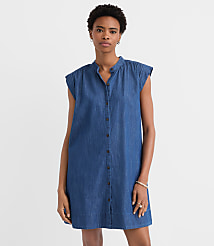 Chambray Shirred Mini Pocket Dress carousel Product Image 3