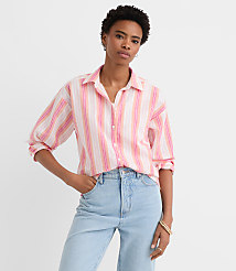 Striped Linen Cotton Everyday Oversized Shirt carousel Product Image 1