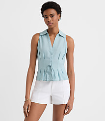 Pleated Linen Cotton Vest Top carousel Product Image 1