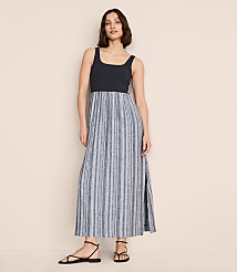 Petite Lou & Grey Striped Linen Cotton Mixed Media Maxi Pocket Dress carousel Product Image 2