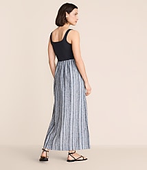 Petite Lou & Grey Striped Linen Cotton Mixed Media Maxi Pocket Dress carousel Product Image 3