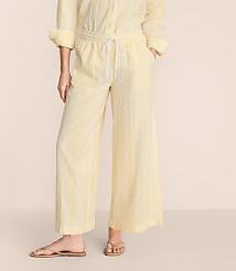 Lou & Grey Striped Linen Cotton Wide Leg Crop Pants carousel Product Image 2